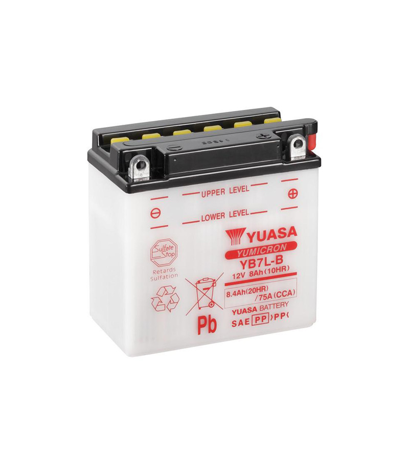 BATTERIE YB7L-B YUASA 12V8AH YUMICRON LG135 L75 H133 (SANS ACIDE)