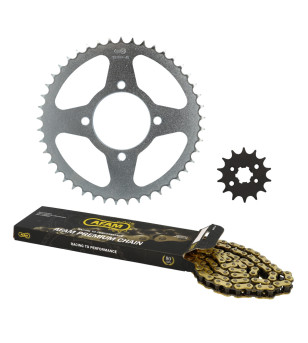 KIT CHAINE AFAM  ADAPT. 125  YAMAHA YBR 2007-2014 14X45 118M (DEMULT. ORIGINE)