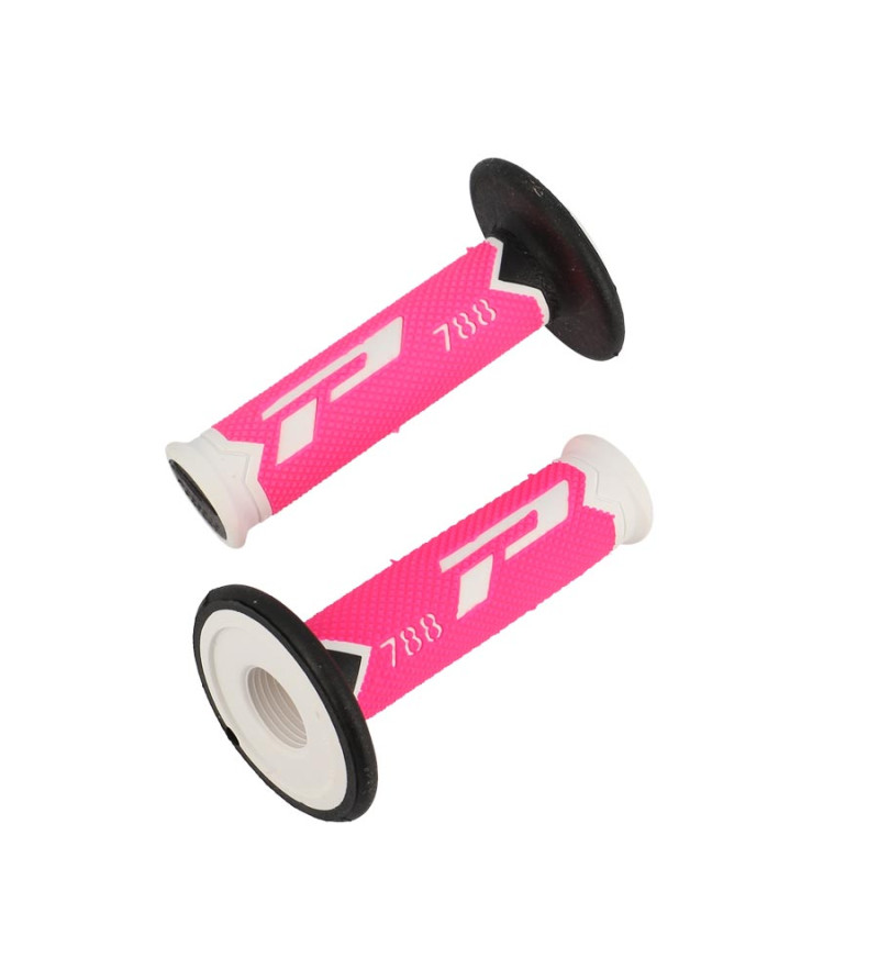 REVETEMENT/POIGNEE PROGRIP 788 BLANC/ROSE FLUO/NOIR (PR) TRIPLE DENSITE 115MM