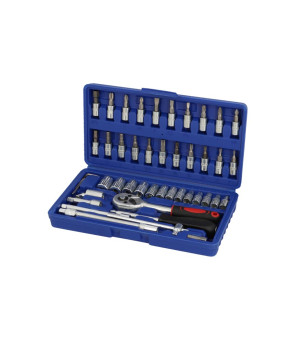 COFFRET CLIQUET 1/4''  DOUILLES - EMBOUTS (ENSEMBLE 46 PCS)