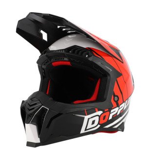CASQUE CROSS DOPPLER NOIR/BLANC/ROUGE VERNI T55-56 S