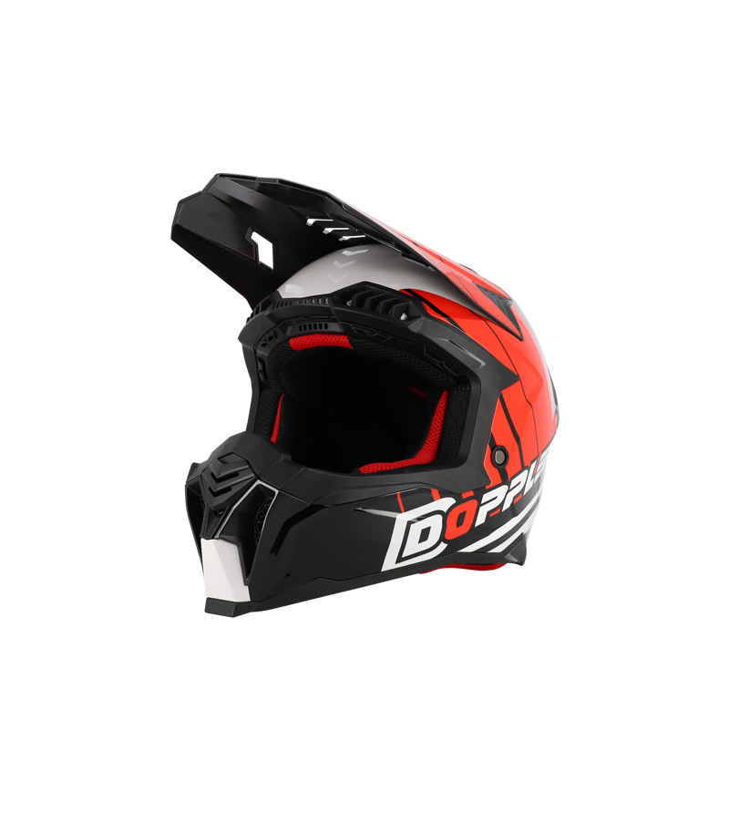 CASQUE CROSS DOPPLER NOIR/BLANC/ROUGE VERNI T55-56 S