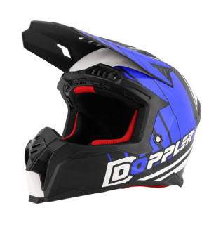 CASQUE CROSS DOPPLER NOIR/BLANC/BLEU MAT T55-56 S