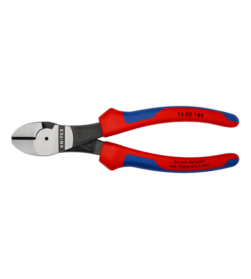 PINCE COUPANTE DE COTE KNIPEX A FORTE DEMULTIPLICATION 180MM ROUGE/BLEU