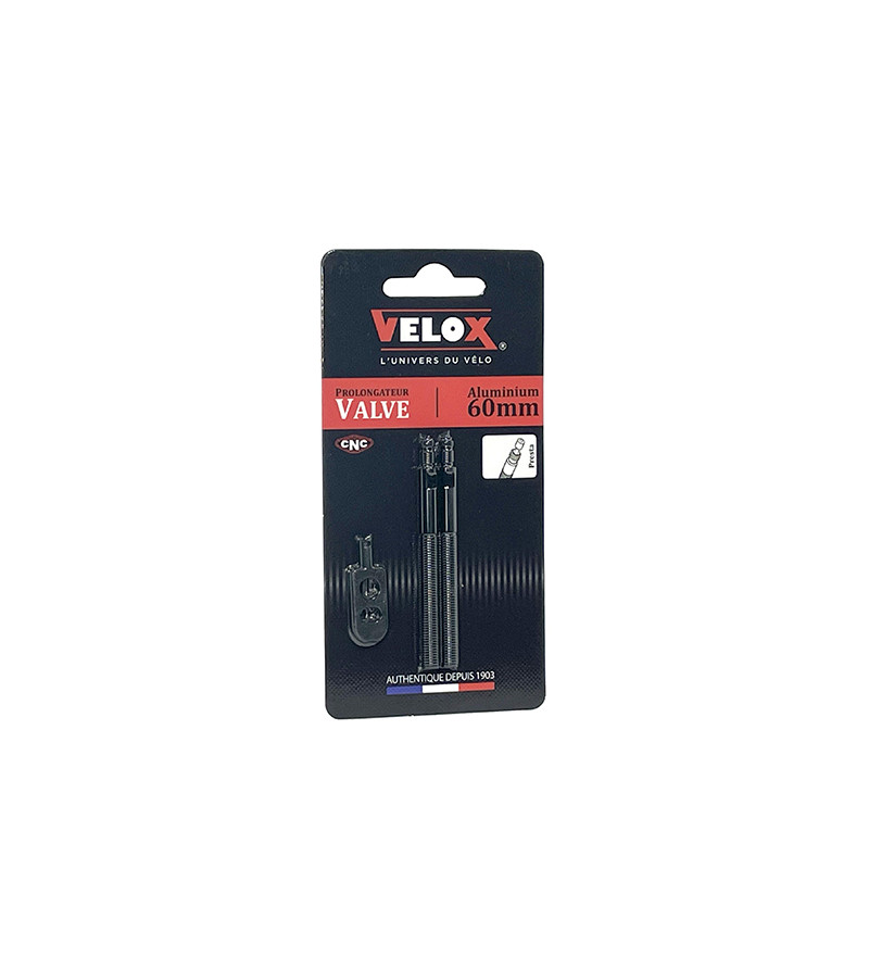 PROLONGATEUR DE VALVE VELOX ALU NOIR 60MM SEMI-FILETE (X2)
