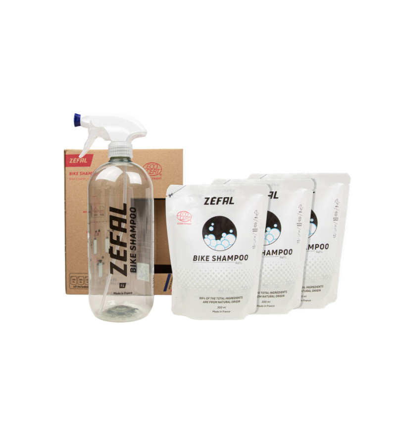 NETTOYANT VELO ZEFAL BIKE SHAMPOO 1 PULVERISATEUR + 3 ECO RECHARGES 300 ML