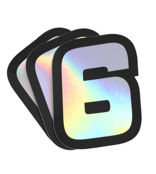 AUTOCOLLANT DOPPLER NUMERO 6 HOLOGRAPHIQUE 10X7.5CM (X3)