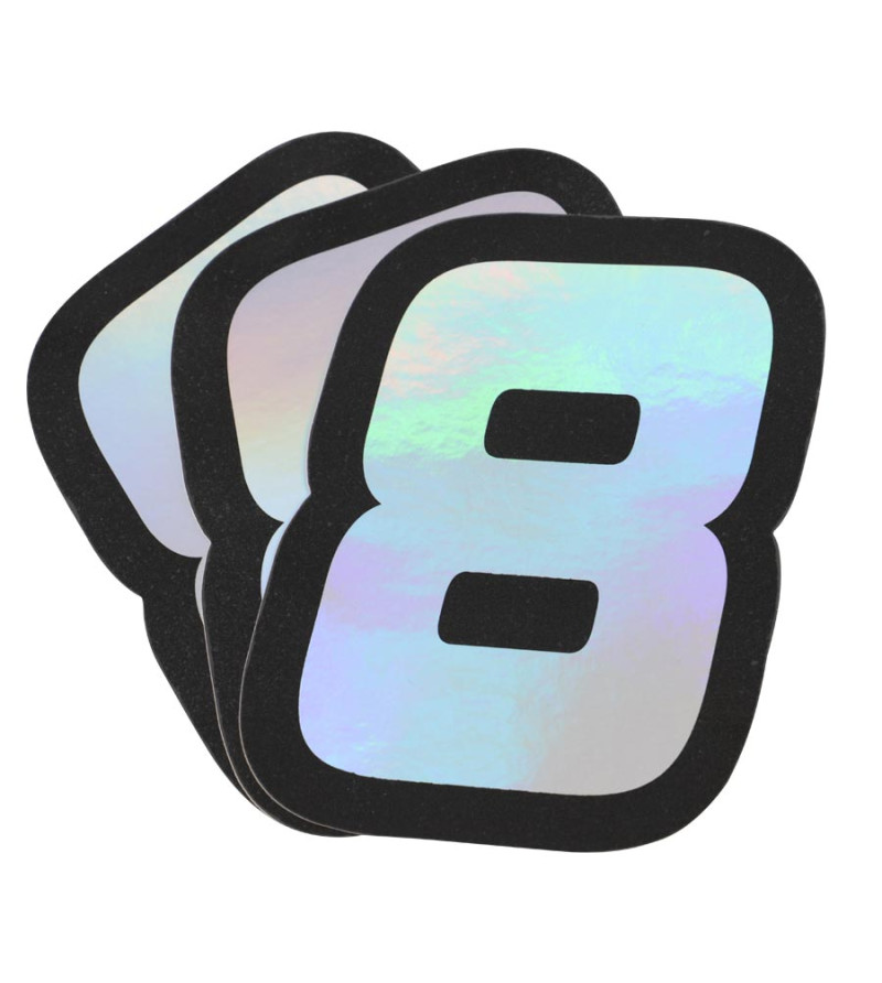 AUTOCOLLANT DOPPLER NUMERO 8 HOLOGRAPHIQUE 10X7.5CM (X3)