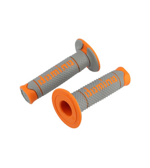 REVETEMENT / POIGNEE DOMINO A260 CROSS / ENDURO GRIS/ORANGE (PR) 120MM