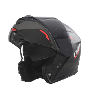 CASQUE MODULABLE NOX N968 ULTRA NOIR MAT/ROUGE T59-60 L - CE 22.06