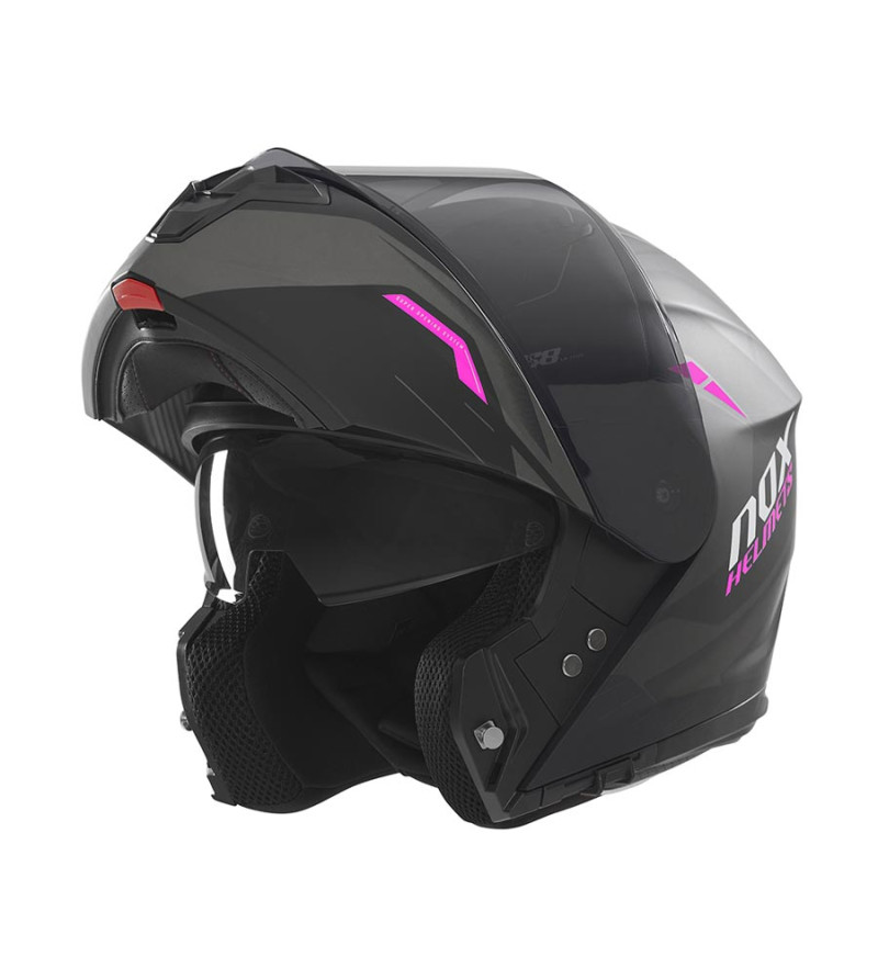 CASQUE MODULABLE NOX N968 ULTRA NOIR MAT/ROSE T59-60 L - CE 22.06