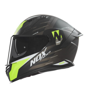 CASQUE INTEGRAL DOUBLE ECRAN  NOX N401 CROWER NOIR MAT/JAUNE T55-56 S- CE 22.06