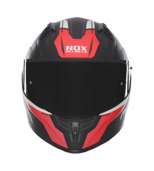 CASQUE INTEGRAL DOUBLE ECRAN  NOX N401 CROWER NOIR MAT/ROUGE T59-60 L- CE 22.06