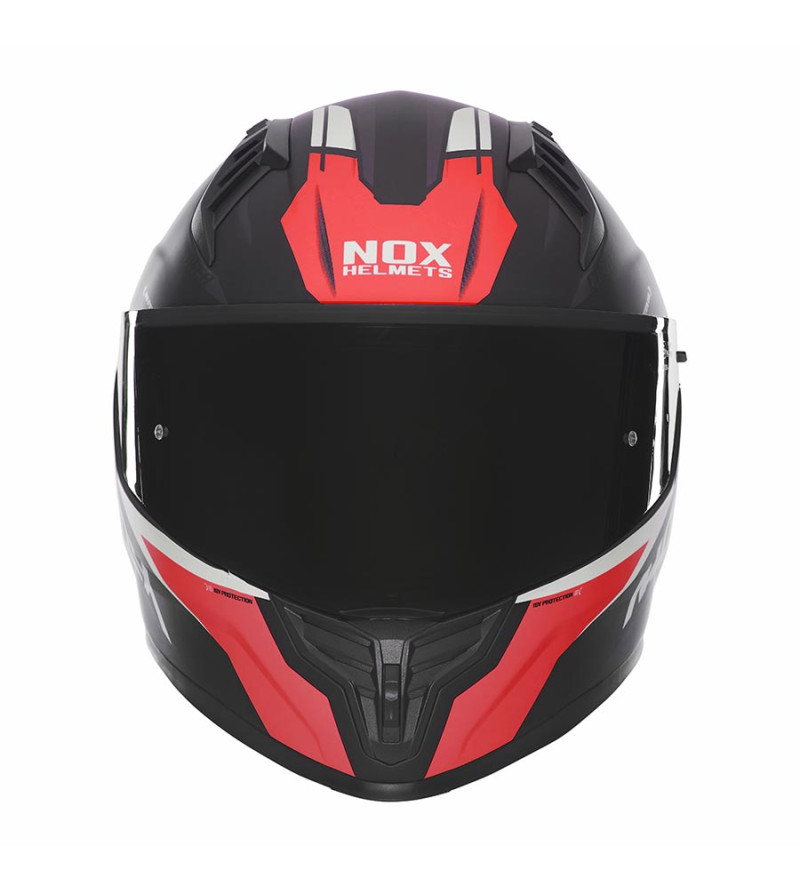 CASQUE INTEGRAL DOUBLE ECRAN  NOX N401 CROWER NOIR MAT/ROUGE T61-62 XL- CE 22.06