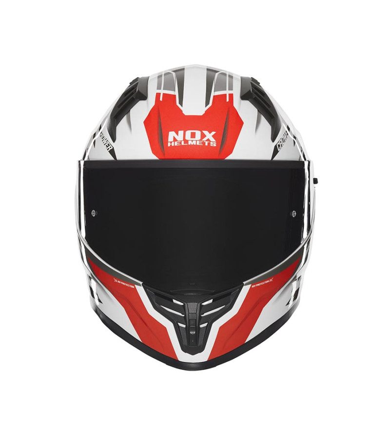 CASQUE INTEGRAL DOUBLE ECRAN  NOX N401 CROWER BLANC/ROUGE T63-64 XXL -CE 22.06