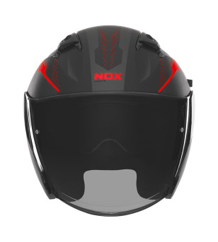 CASQUE JET DOUBLE ECRAN NOX N130 MYST NOIR MAT/ROUGE T55-56 S - CE 22.06