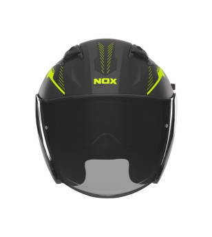 CASQUE JET DOUBLE ECRAN NOX N130 MYST NOIR MAT/JAUNE T53-54 XS - CE 22.06