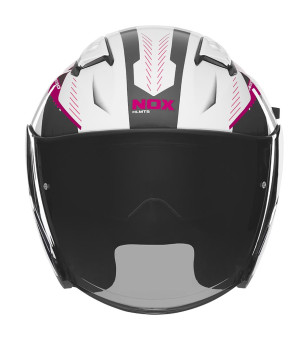 CASQUE JET DOUBLE ECRAN NOX N130 MYST BLANC/ROSE T53-54 XS - CE 22.06