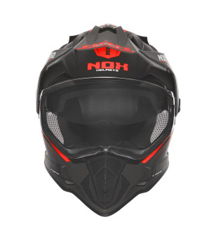 CASQUE CROSS DOUBLE ECRAN  NOX N312VAPOR NOIR MAT/ROUGE T53-54 XS - CE 22.06