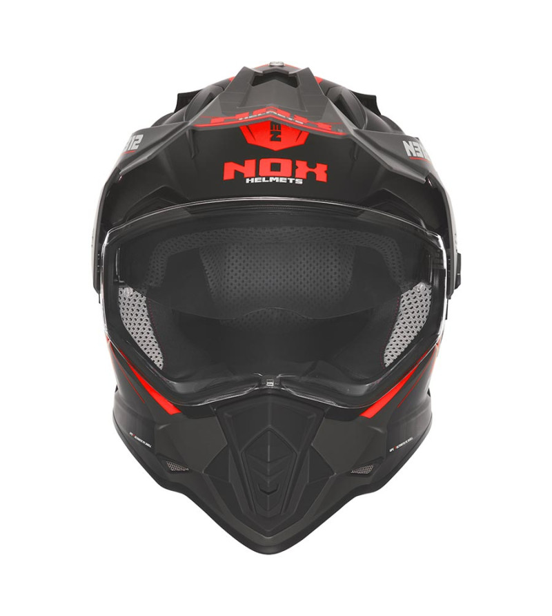 CASQUE CROSS DOUBLE ECRAN  NOX N312VAPOR NOIR MAT/ROUGE T53-54 XS - CE 22.06