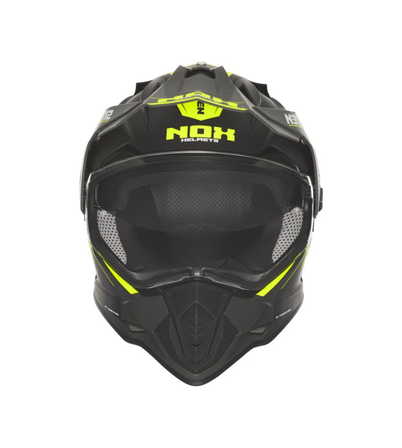 CASQUE CROSS DOUBLE ECRAN  NOX N312VAPOR NOIR MAT/JAUNE FLUO T53-54 XS - CE 22.06