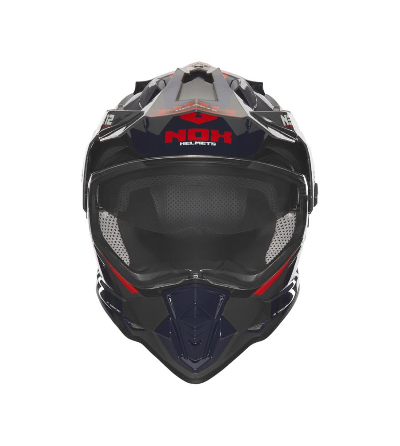 CASQUE CROSS DOUBLE ECRAN  NOX N312VAPOR BLEU/ROUGE T63-64 XXL - CE 22.06