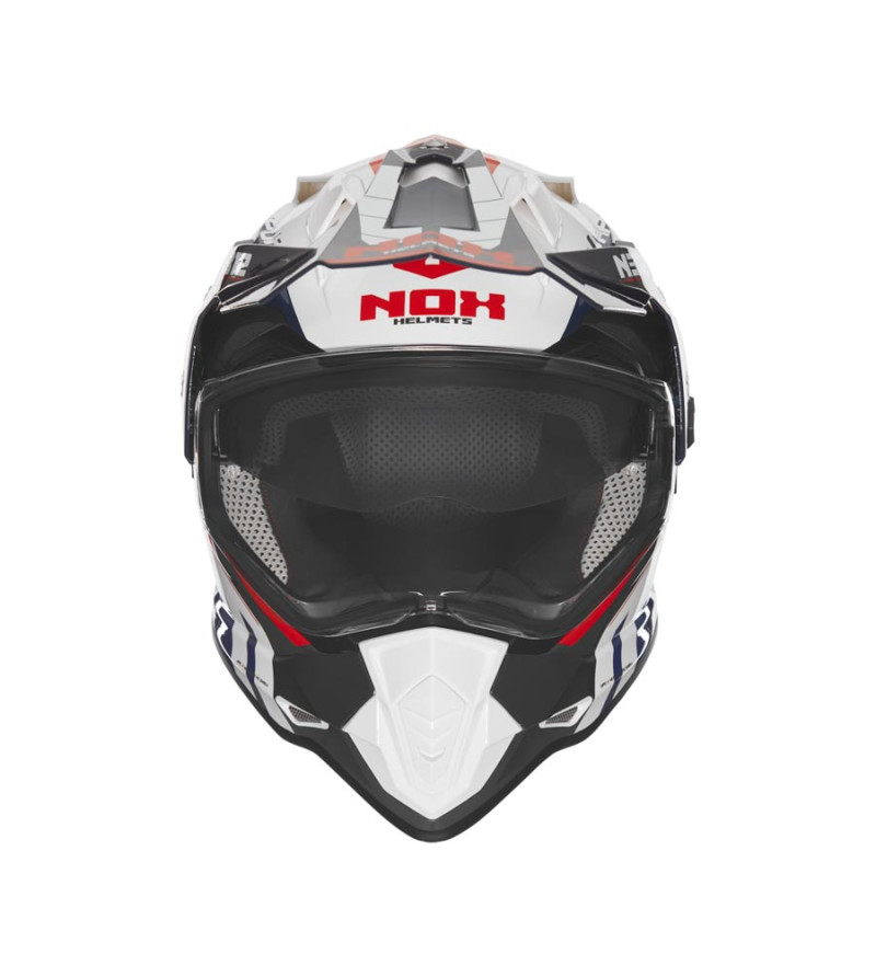 CASQUE CROSS DOUBLE ECRAN  NOX N312VAPOR BLANC/BLEU/ROUGE T59-60 L -CE 22.06