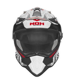CASQUE CROSS DOUBLE ECRAN  NOX N312VAPOR BLANC/ROUGE T55-56 S - CE 22.06