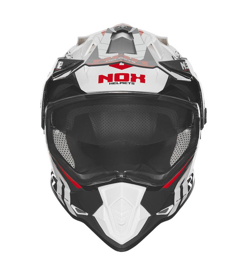CASQUE CROSS DOUBLE ECRAN  NOX N312VAPOR BLANC/ROUGE T55-56 S - CE 22.06