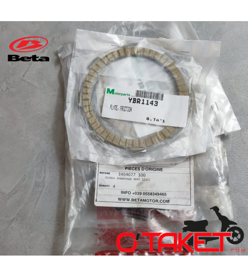 Disque garni d'embrayage RR 125 4T origine BETA Accueil sur le site du spécialiste des deux roues O-TAKET.COM Disque garni d'embrayage RR 125 4T origine BETA Accueil sur le site du spécialiste des deux roues O-TAKET.COM