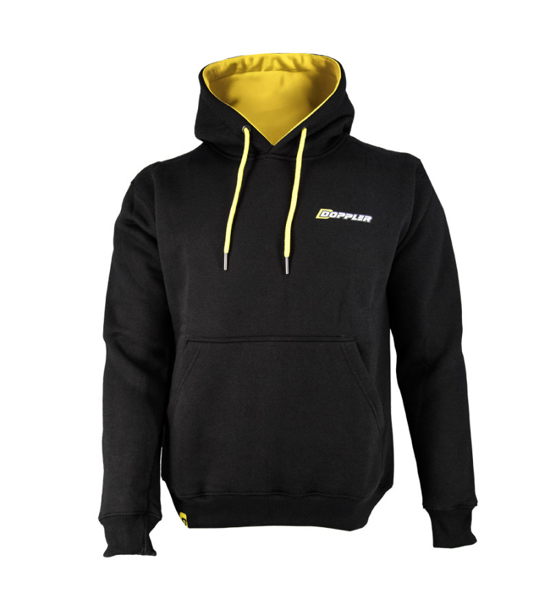 SWEAT A CAPUCHE DOPPLER NOIR/JAUNE- TAILLE XXL
