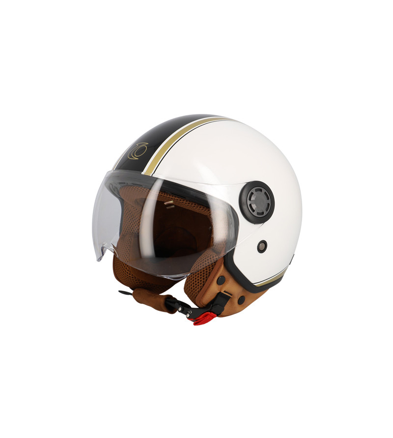 CASQUE JET TRENDY JT-306 DV BLANC CREME/MARRON CLAIR  T53-54 XS - CE 22-06