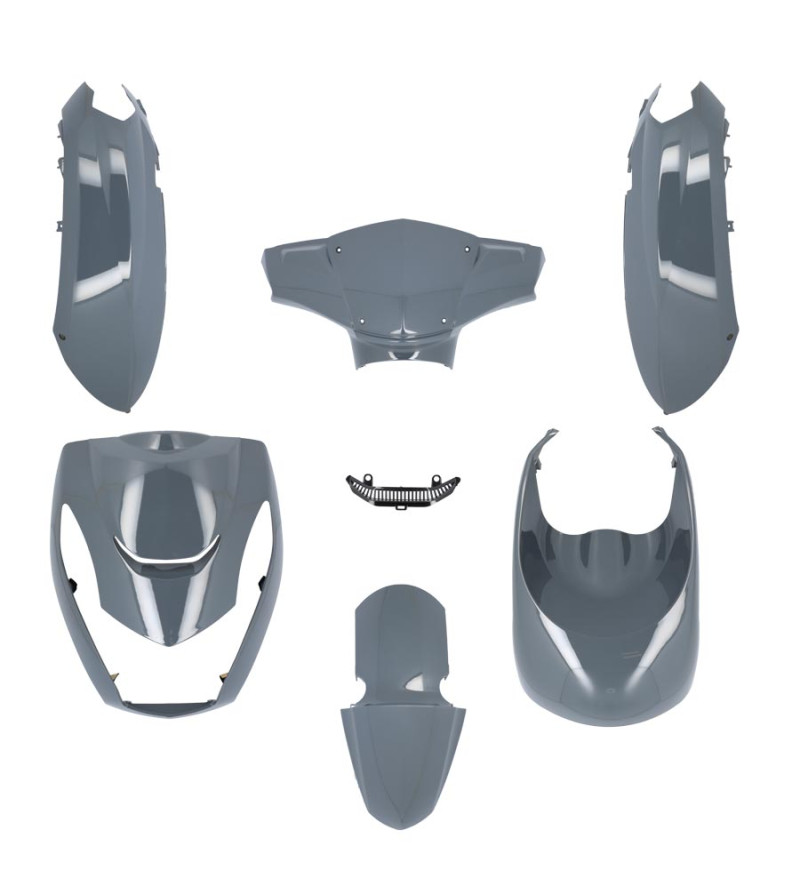 CARROSSERIE / CARENAGE SCOOTER TUN'R KIT PEUGEOT KISBEE 2010 - GRIS NARDO FONCE 6 PIECES