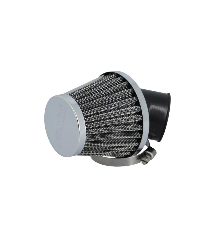 FILTRE A AIR ACIER POLINI TYPE K&N D.38 COUDE 45°
