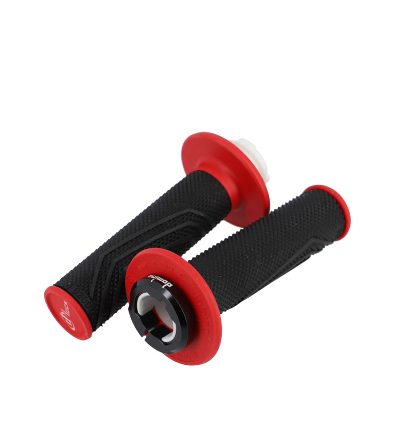 REVETEMENT / POIGNEE DOMINO D-LOCKCROSS / ENDURO / OFF ROAD NOIR/ROUGE (PR) 116MM