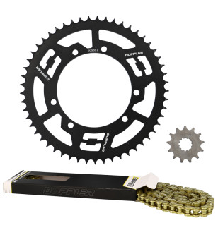 KIT CHAINE DOPPLER ACIER ADAPT. SHERCO ENDURO/SM 428 13X53DTS D110 FIX 3X2 ACIER NOIR