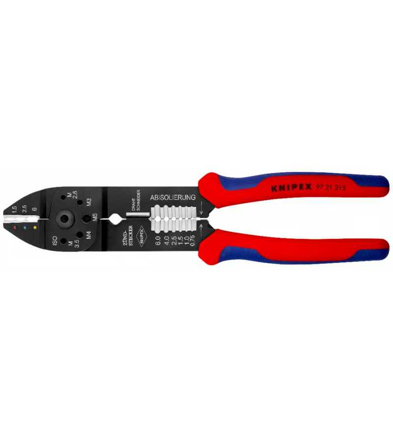 PINCE A SERTIR UNIVERSELLE KNIPEX 230MM ROUGE COUPER/DENUDER DES CABLES