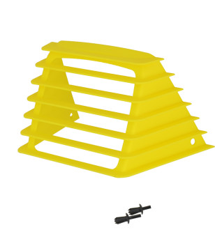 GRILLE CASQUETTE DE PHARE CYCLO ADAPT. PEUGEOT 103  RCX/SPX/SP2/FXR JAUNE