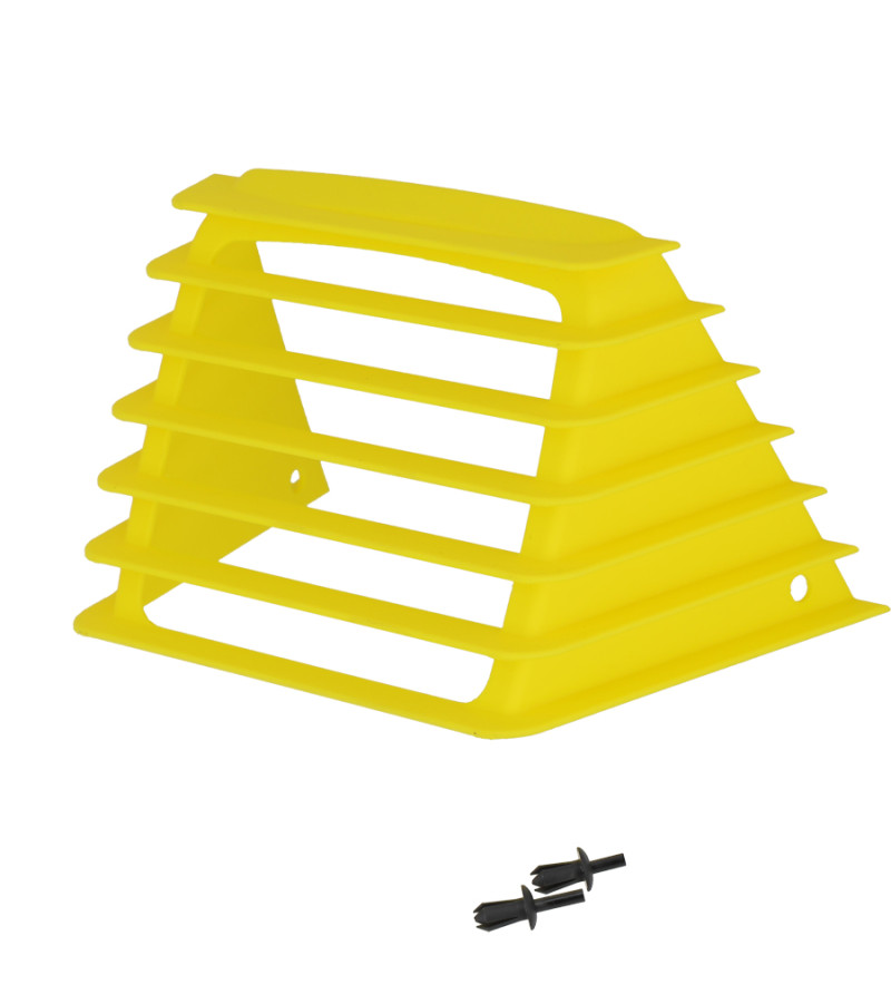GRILLE CASQUETTE DE PHARE CYCLO ADAPT. PEUGEOT 103  RCX/SPX/SP2/FXR JAUNE