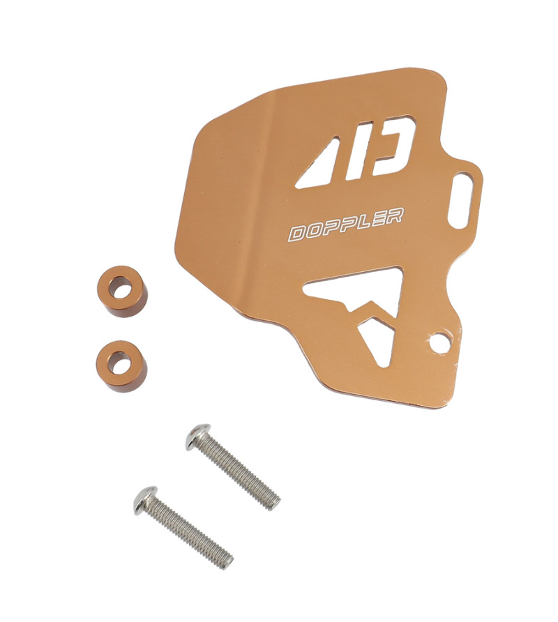 PLATINE PROTECTION ALU MAITRE CYLINDRE FREIN ARRIERE MECABOITE DOPPLER BRONZE ENTRAXE 405