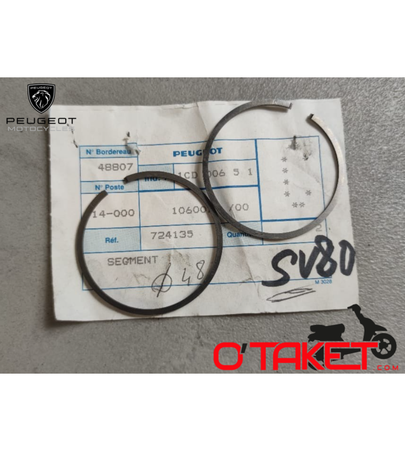 Segments piston SV 80 origine PEUGEOT (Ø 48mm) (x2) Accueil sur le site du spécialiste des deux roues O-TAKET.COM