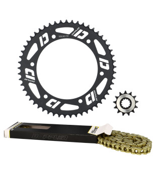 KIT CHAINE DOPPLER ACIER ADAPT. FANTIC XE / XM 2017- 420 13X53DTS D136 6 FIX  ACIER NOIR