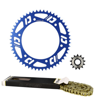 KIT CHAINE DOPPLER ALU ADAPT. FANTIC XE / XM 2017- 420 13X53DTS D136 6 FIX ALU BLEU