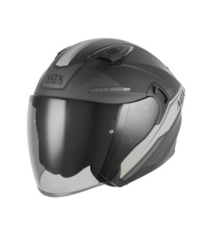 CASQUE JET DOUBLE ECRAN NOX N130 EKTO NOIR MAT ARGENT  T53-54 XS - CE22.06