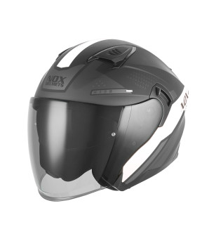 CASQUE JET DOUBLE ECRAN NOX N130 EKTO NOIR MAT BLANC  T55-56 S - CE 22.06