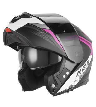 CASQUE MODULABLE NOX N968 SHIFT NOIR MAT BLANC ROSE T57-58 M - CE 22.06