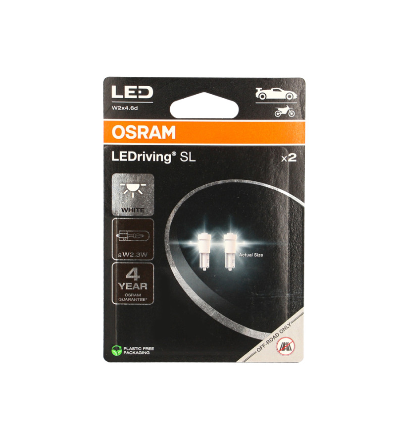 LAMPE/AMPOULE 12V/0,25W (T2/W2,3W)WEDGE BLANC OSRAM LEDRIVING 6000K (W2x4,6d) (X2)