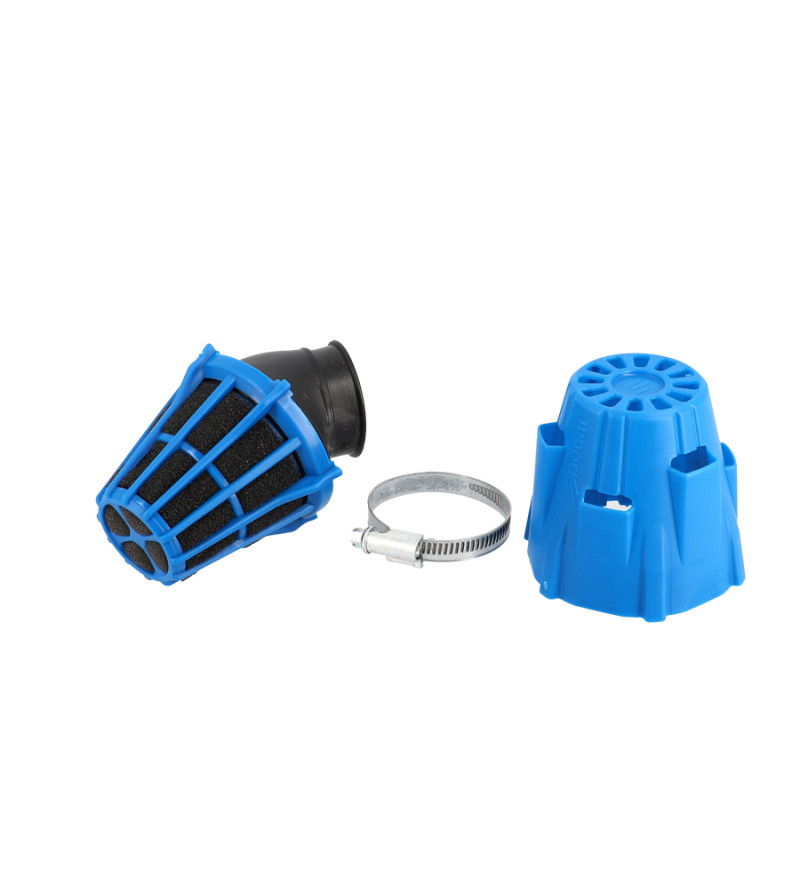 FILTRE A AIR POLINI AIR BOX BLEU ETANCHE 50 COUDE 30° D32