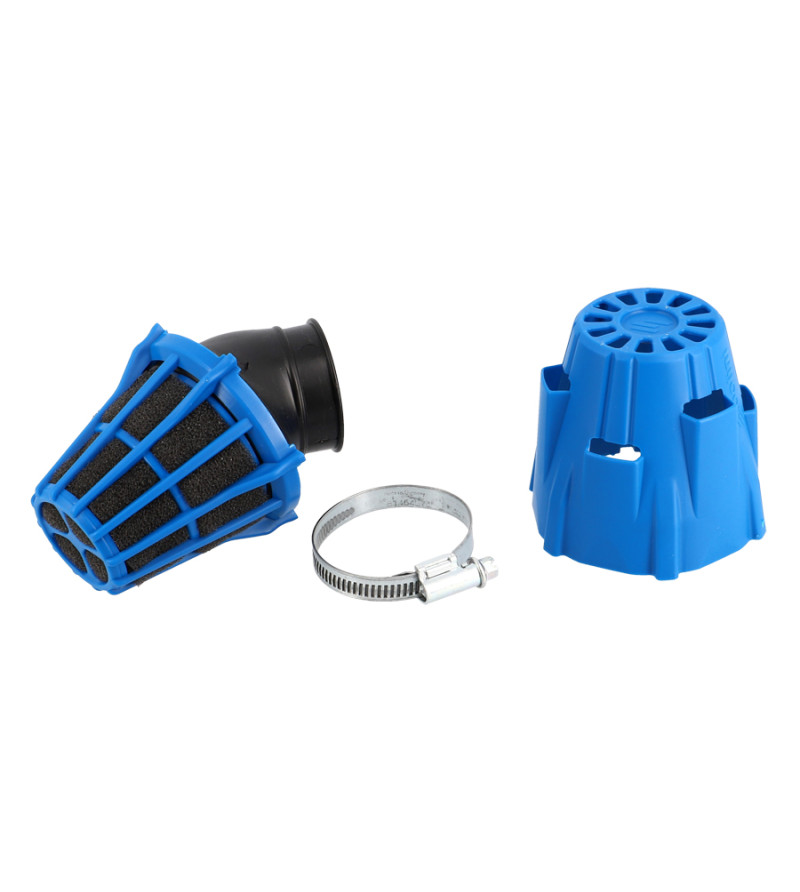 FILTRE A AIR POLINI AIR BOX BLEU ETANCHE 50 COUDE 30° D37