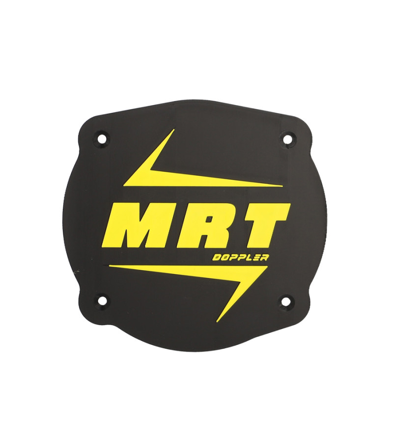 CACHE/OBTURATEUR BOITE A AIR DOPPLER ADAPT. MRT -2022 VERSION LOGO MRT NOIR/JAUNE